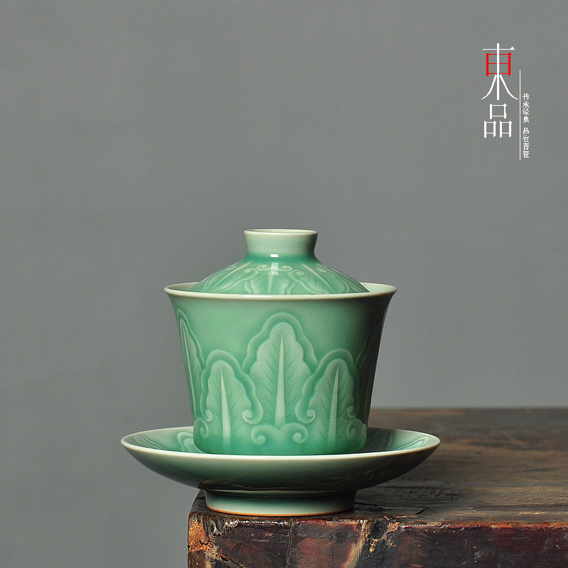 百财三才盖碗泡茶敬茶碗功夫茶具