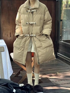 2025韩东大门d*risdonna宽松复古牛角扣中长款加厚羽绒服
