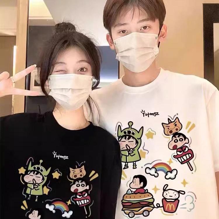蜡笔小新印花纯棉短袖T恤女夏季宽松设计感百搭情侣装潮牌上衣