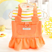 狗狗衣服春夏装 薄款 猫咪公主裙甜美拼接可牵引小型犬