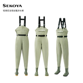 溪流钓鱼防水下水裤 sekoya路亚装 备涉水裤 连体口袋飞蝇钓赶海全身