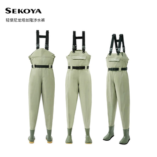 连体口袋飞蝇钓赶海全身 溪流钓鱼防水下水裤 sekoya路亚装 备涉水裤