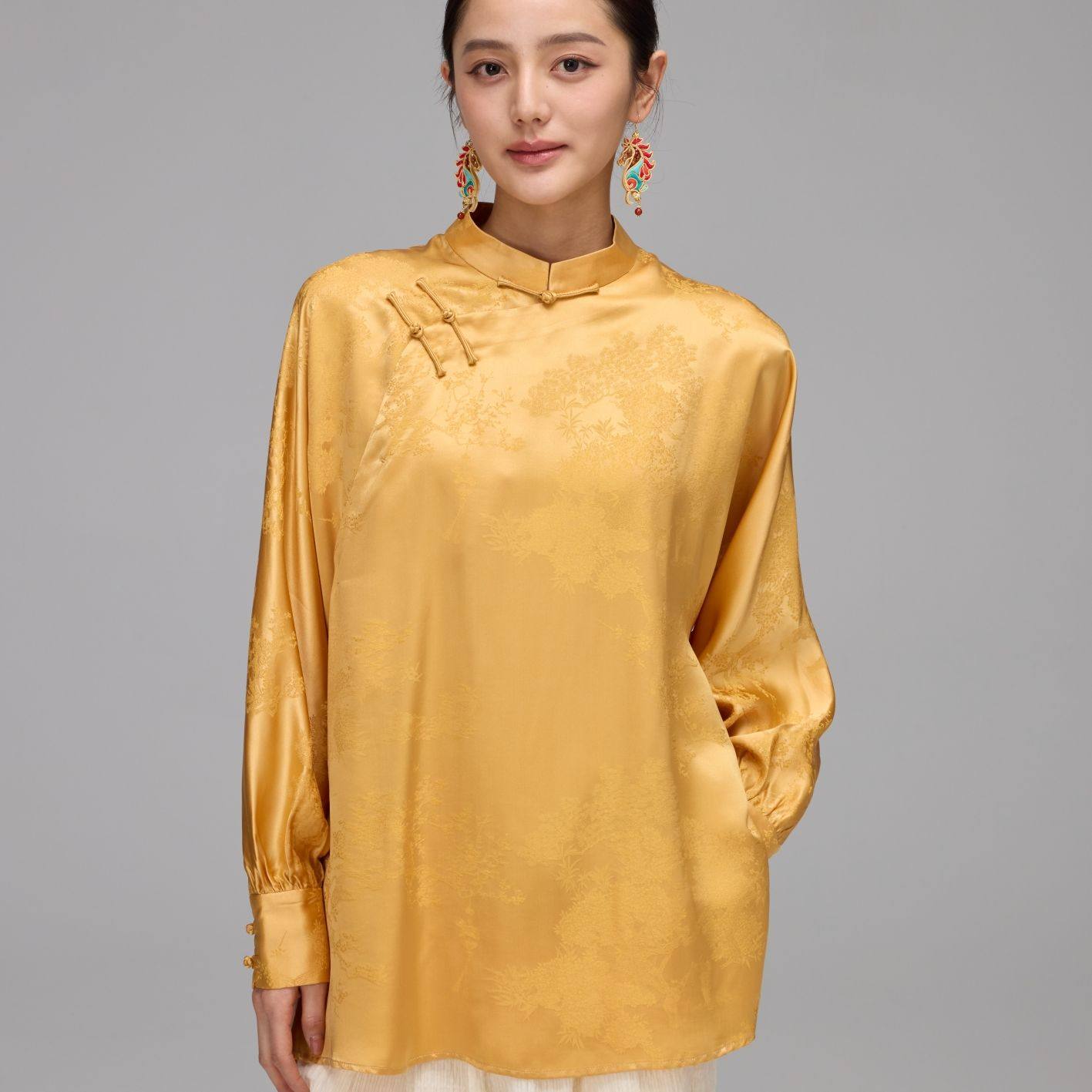 『迎春』詹祥和&middot;桑蚕丝手工高定禅意国风中式上衣