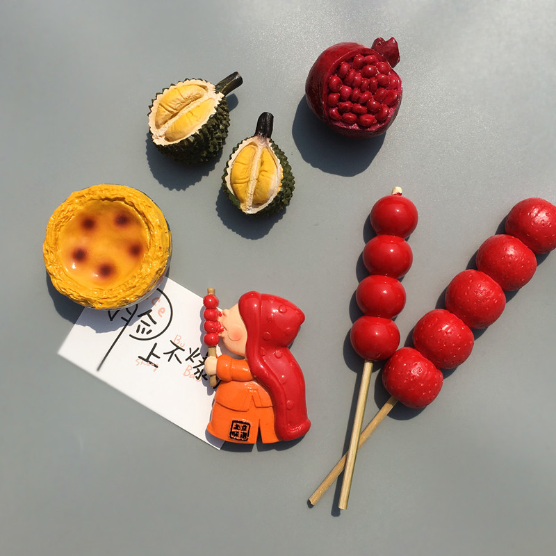 卡通可爱冰箱装饰磁铁 榴莲石榴水果磁性贴北京糖葫芦冰箱贴 磁贴
