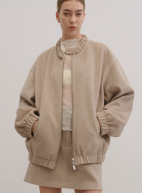 UNRESTRAIN「UNR」双生 正反两穿褶皱花边领宽松夹克外套女