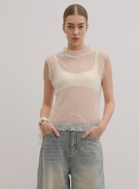 UNRESTRAIN「UNR」白日梦想家 新款蕾丝网纱无袖背心女上衣