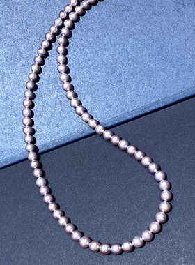 点醉紫霞天然紫色项链 小米珠baby锁骨链珍珠颈链 极强光 4-6混彩