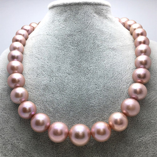 爱迪生天然珍珠项链 12-13-14-15-16mm正圆 强光混彩金色紫色正品