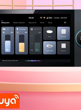 Tuya涂鸦智能十寸中控屏安卓系统接入云端视频背景音乐主机分享屏