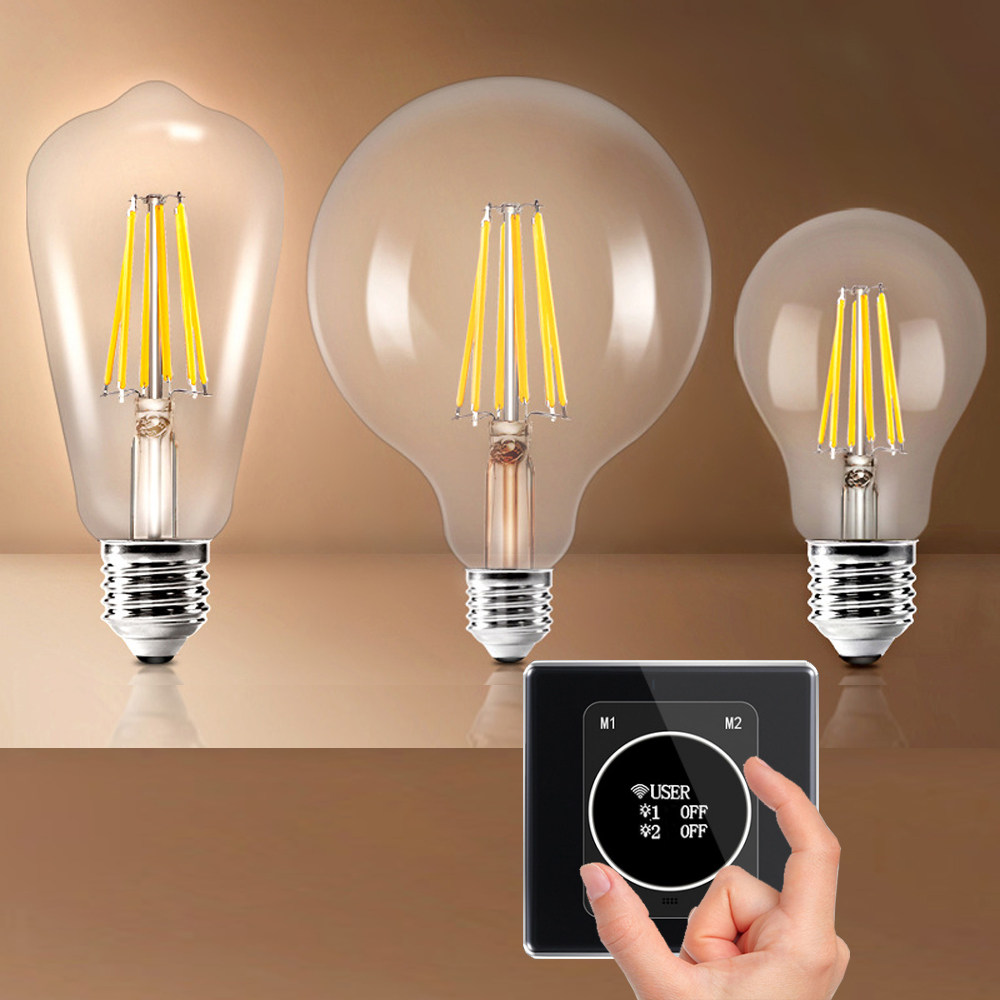 可控硅无级调光led复古仿钨丝e27暖光a60球泡茶色透明护眼
