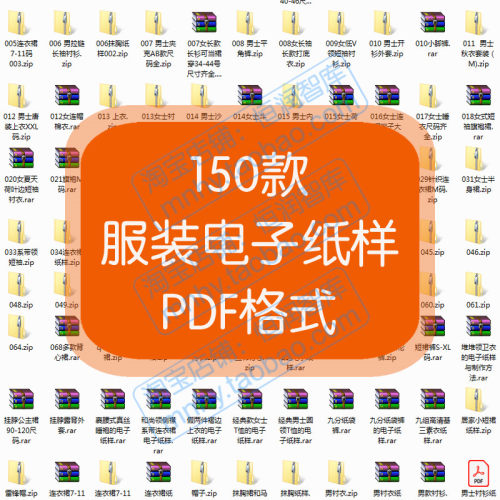 150款男女服装T恤短裙连衣裙睡衣半身裙帽子包包电子纸样PDF格式