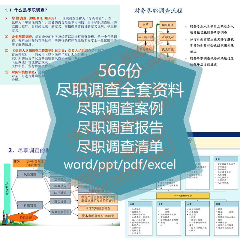 尽职调查教程报告模板清单财务尽调方法案例资料表格上市项目并购-封面