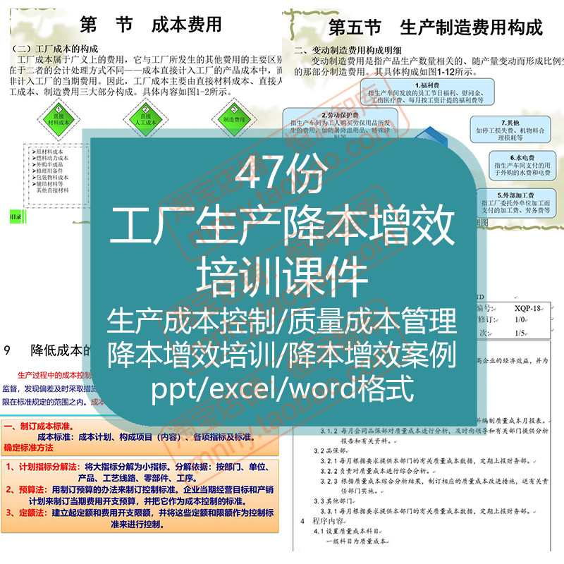 工厂生产降本增效PPT课件案例成本控制质量管理改善费用程序方法