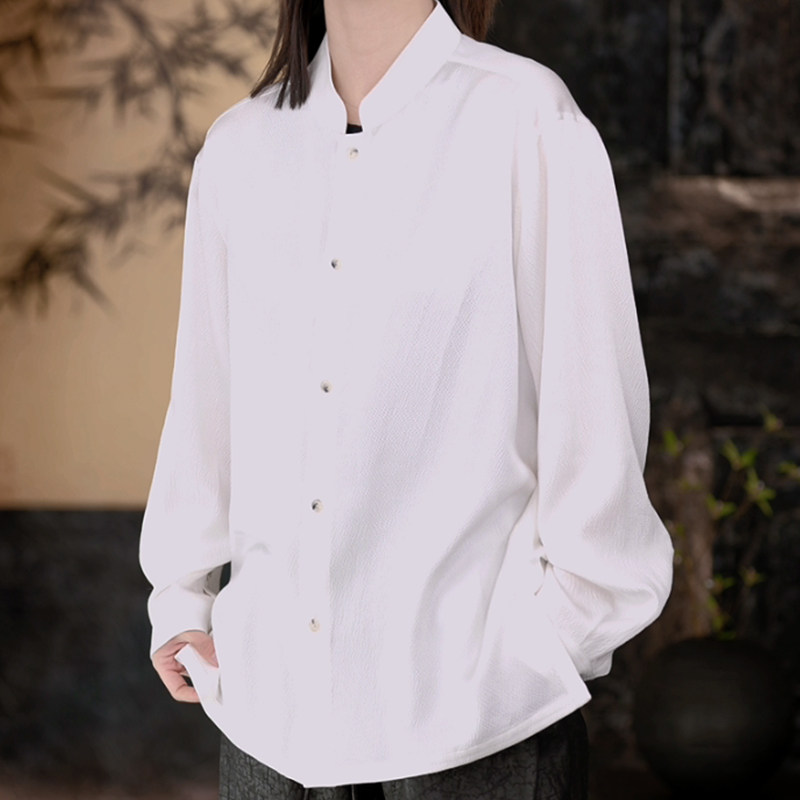 【再易】2025新款无双珍珠弹力缎桑蚕丝休闲男士衬衫ZY0091S