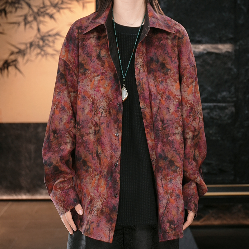 【再易】2025新款Pink男士香云纱桑蚕丝双穿衬衫上衣ZY0170S