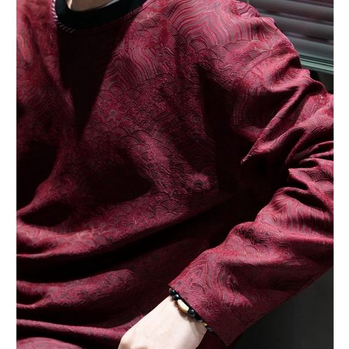 【再易】2025新款红碧海潮生香云纱桑蚕丝男士卫衣上衣0539S-F178