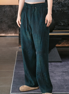 【再易】2025新款蓝染沙罗绉香云纱桑蚕丝男士休闲直筒裤ZY0332K