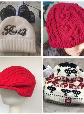 外单毛线帽气质刺绣百搭好看的男女同款帽子休闲毛线鸭舌帽