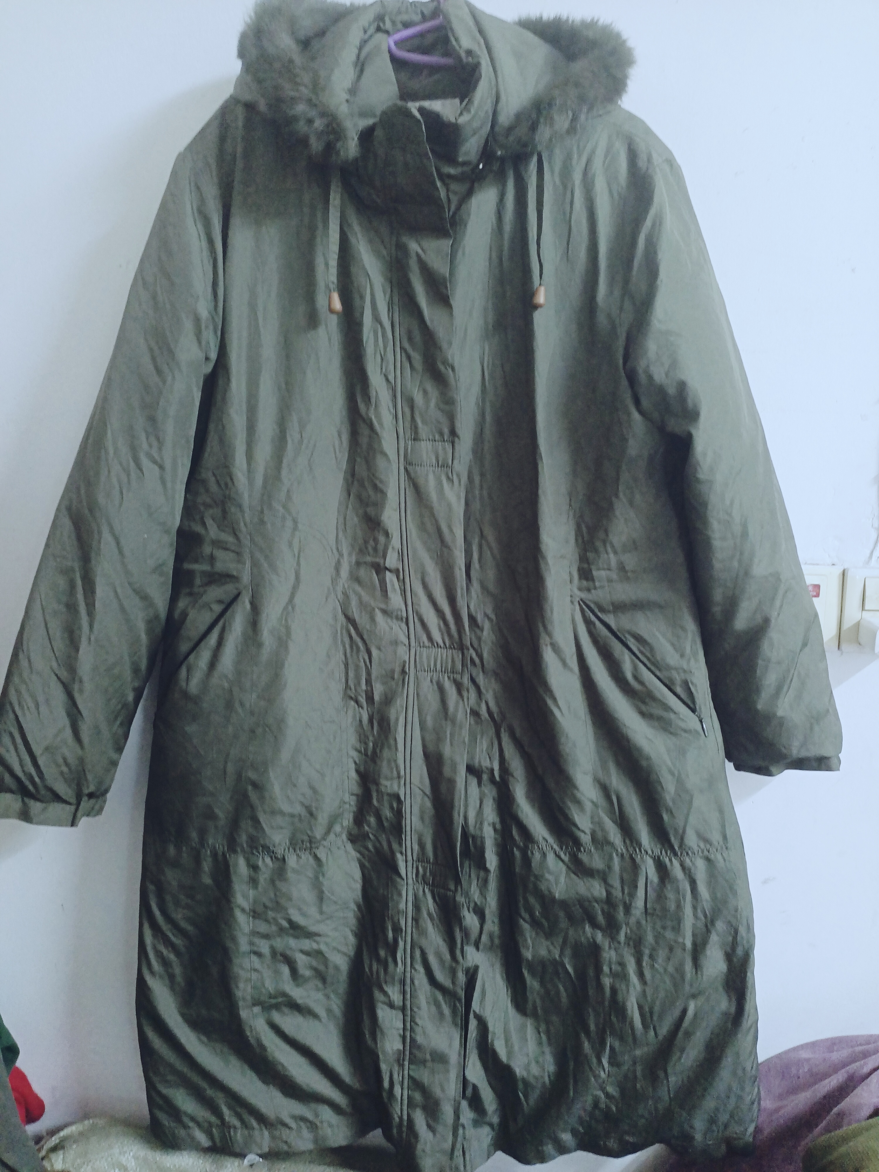 外单可以脱卸活单经典军绿兔毛连帽长款羽绒服加厚真鸭绒户外大衣
