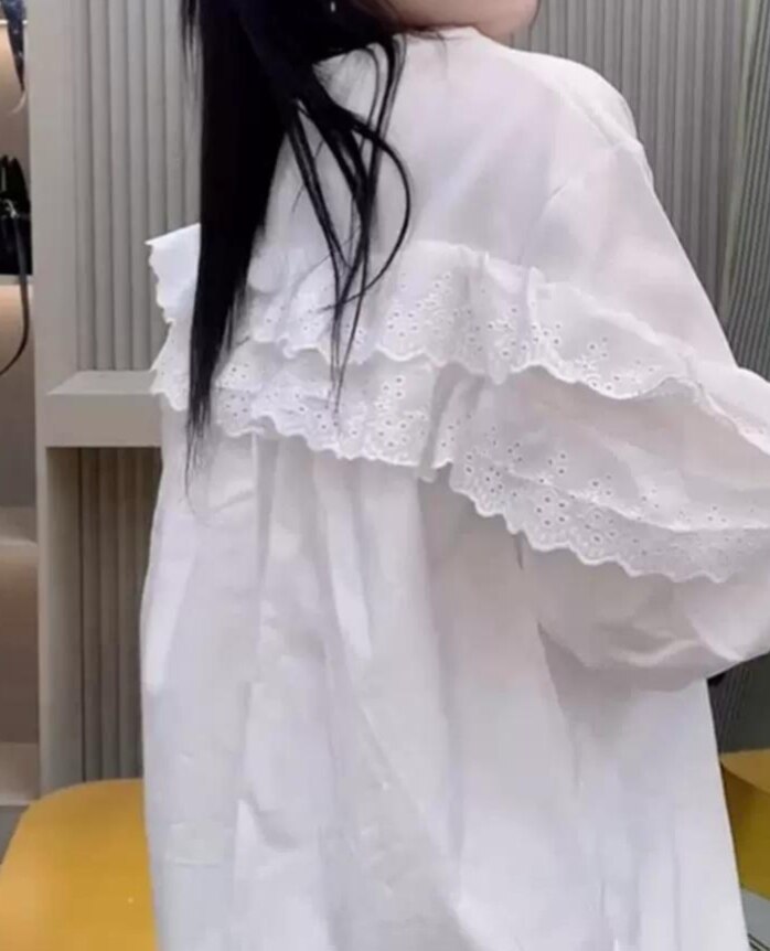日单后蕾丝花边圆领卫衣女休闲个性波西米亚潮流宽松上衣套头女