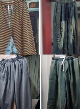 春秋新品休闲水洗做旧哈伦牛仔裤做破波西米亚山本裤阔脚个性男女