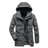 户外休闲连帽保暖羽绒服棉衣男中长款 男装 冬季 白鸭绒棉服0310