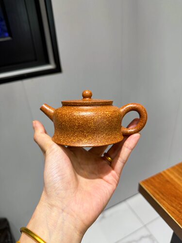 8目粗砂原矿冷金黄段泥小品壶容量150cc国助工顾玉华全手工制
