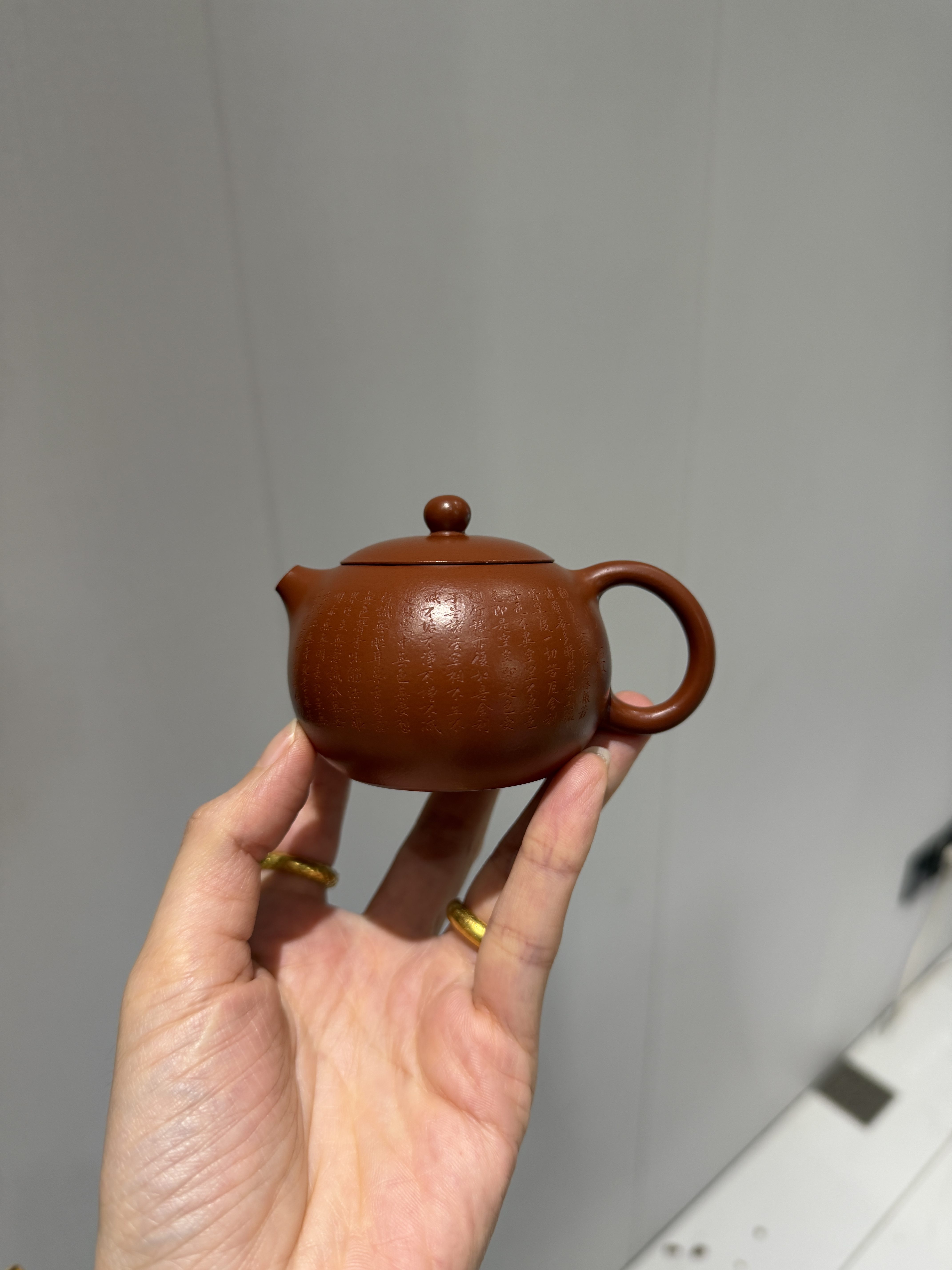 宜兴紫砂壶国助工顾玉华小煤窑朱泥心经西施茶壶容量100cc
