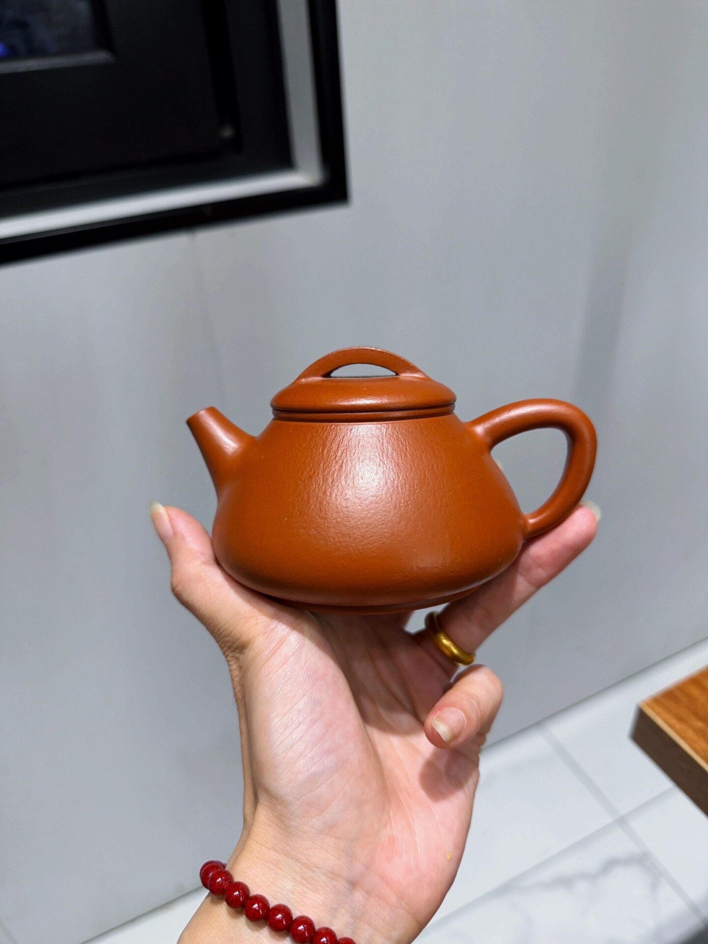 宜兴紫砂壶原矿赵庄朱泥石瓢壶王老师全手工制容量220cc
