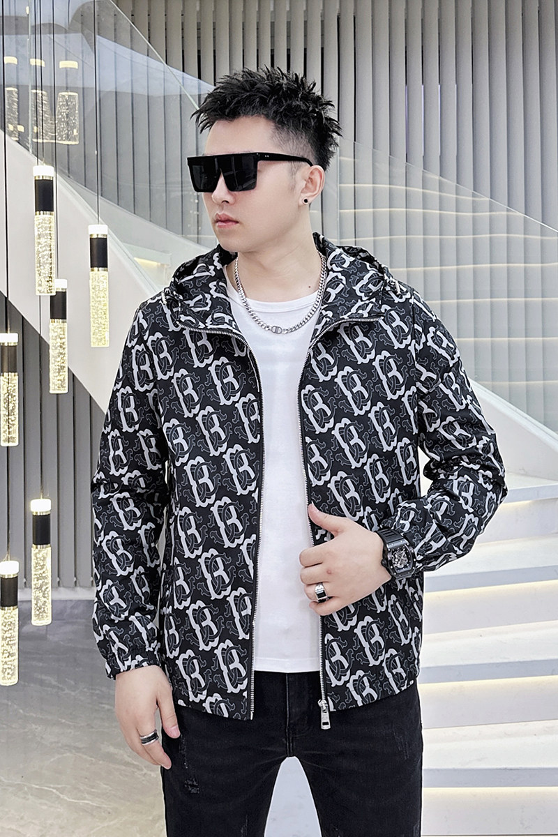2026年新款印花连帽休闲夹克钱塘3019-JK9085P140真模黑色,男装夹克,钱塘6016-1(原3019)