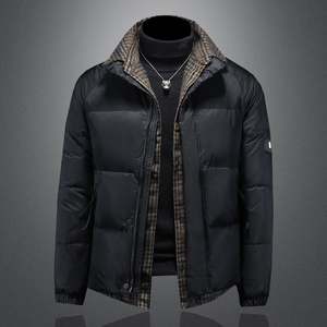 Y061 P340 2024高端冬季90%白鸭绒亮面立领羽绒服 黑色 镂空，男装羽绒服，钱塘6016-1(原3019)