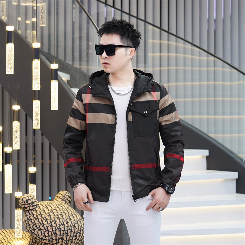 2025年新款印花连帽休闲夹克钱塘3019-JK9232P145真模灰色，男装夹克，钱塘6016-1(原3019)