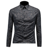 2026年新款长袖衬衫青春大码修身衬衣钱塘30199615P80镂空黑色，男装衬衫，钱塘6016-1(原3019)