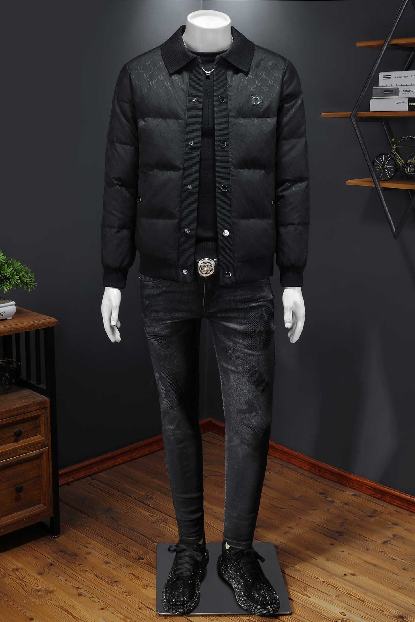 Y88656P3202025高端冬季90%白鸭绒翻领提花羽绒服镂空365,男装羽绒服,钱塘6016-1(原3019)