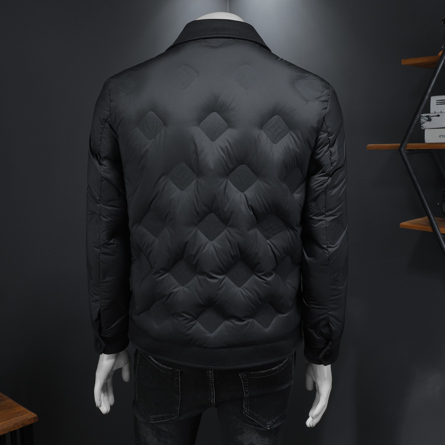 Y8989P3252025高端冬季90%白鸭绒翻领暗花羽绒服假模375,男装羽绒服,钱塘6016-1(原3019)