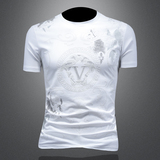 2025年新款短袖T恤钱塘3019TX3053P68镂空黑色，男装T恤，钱塘6016-1(原3019)