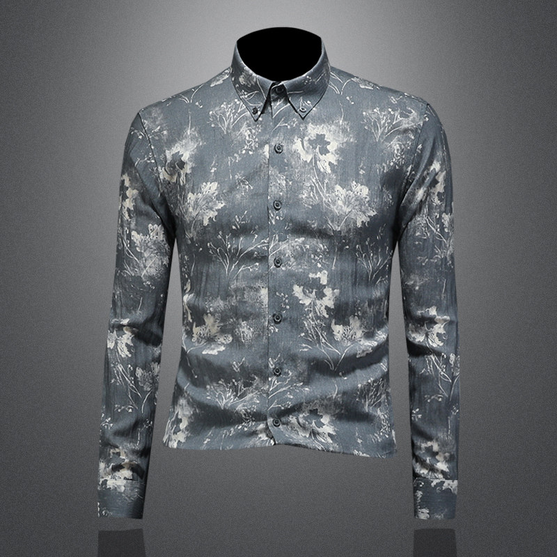 2026年新款长袖衬衫青春大码修身衬衣钱塘30199776P85镂空，男装衬衫，钱塘6016-1(原3019)