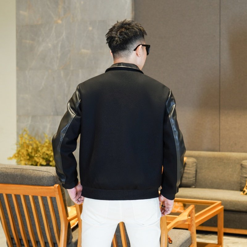 商标已注册2025年新款呢料拼接棒球领休闲夹克JK9256P180真模,男装夹克,钱塘6016-1(原3019)