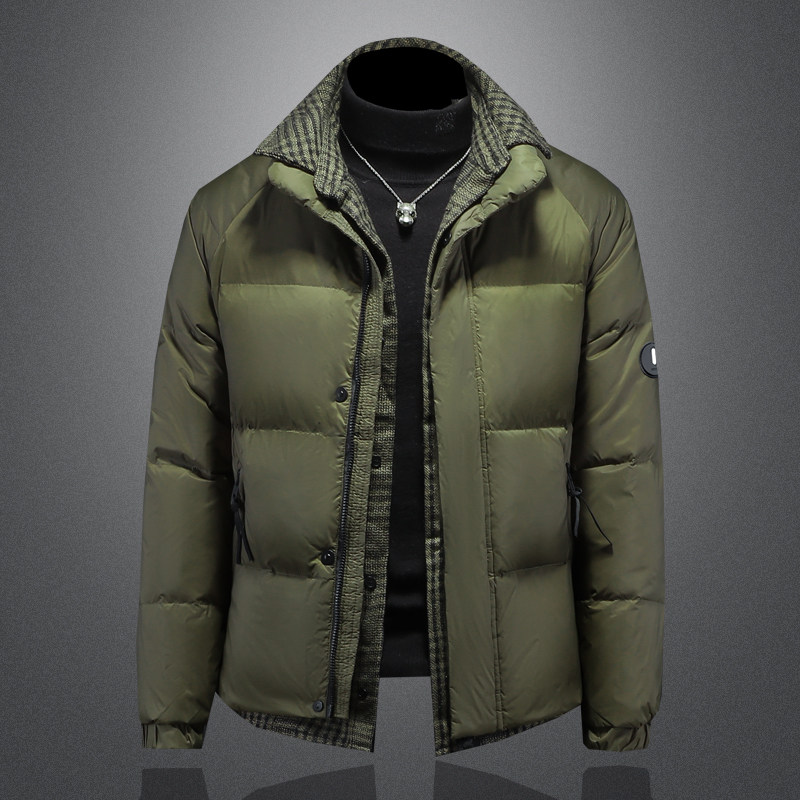 Y061P3402024高端冬季90%白鸭绒亮面立领羽绒服绿色镂空，男装羽绒服，钱塘6016-1(原3019)
