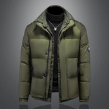 Y061P3402024高端冬季90%白鸭绒亮面立领羽绒服绿色镂空，男装羽绒服，钱塘6016-1(原3019)