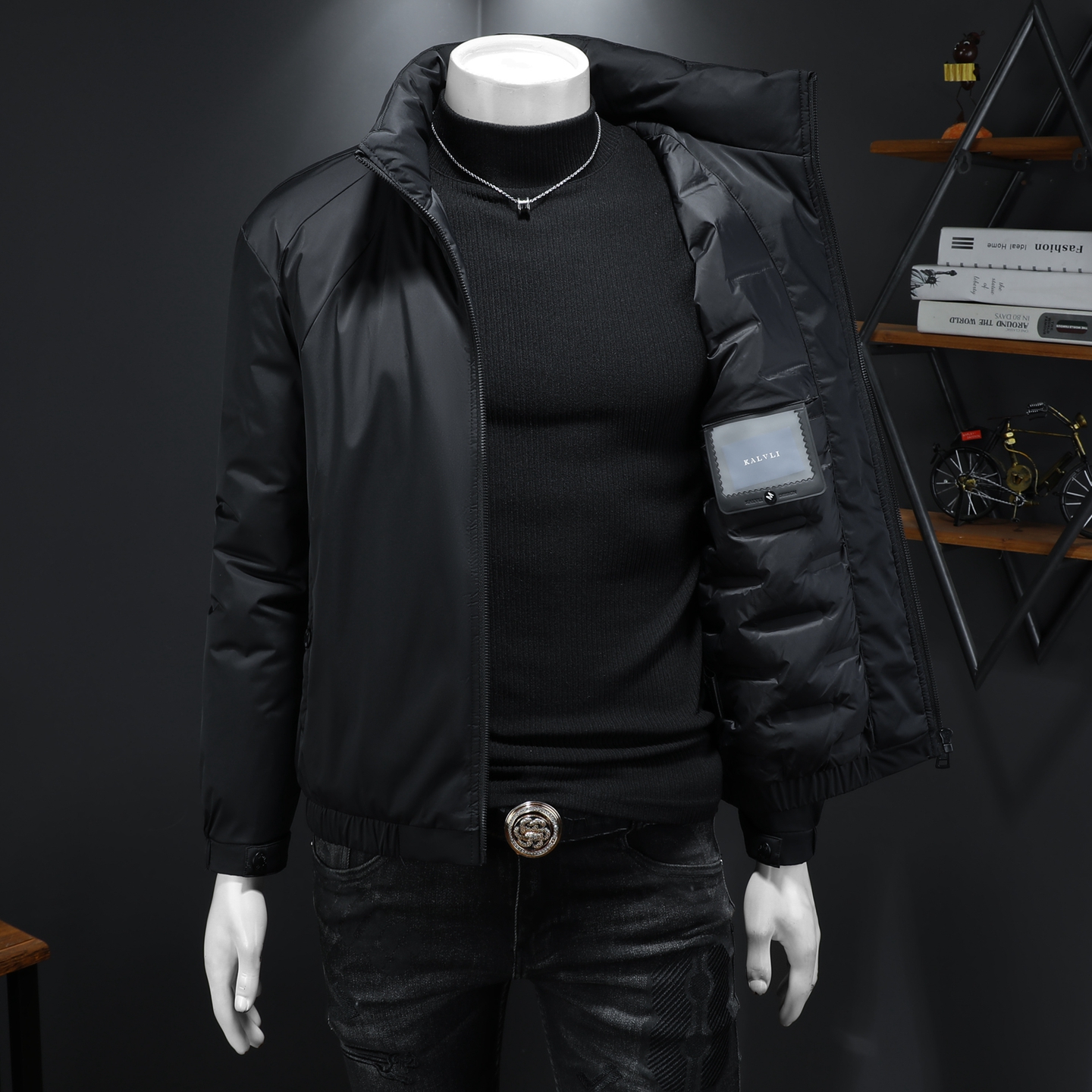 Y9806P2902025高端冬季90%白鸭绒印花立领羽绒服假模325，男装羽绒服，钱塘6016-1(原3019)