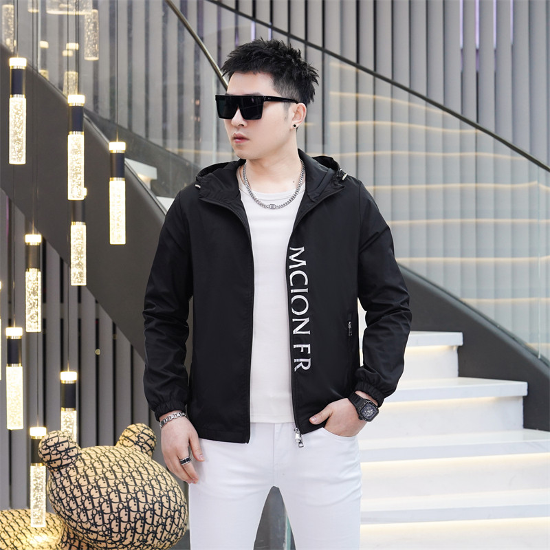 2026年新款印花连帽休闲夹克钱塘3019-JK9209P125真模黑色，男装夹克，钱塘6016-1(原3019)