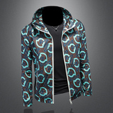 2026年新款印花连帽休闲夹克钱塘3019-JK9030P150镂空咖啡色，男装夹克，钱塘6016-1(原3019)