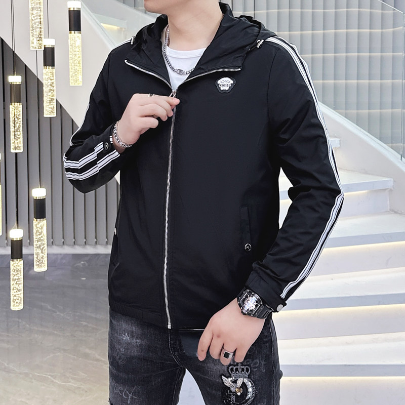 2026年新款纯色连帽休闲夹克钱塘3019-JK9071P155真模白色,男装夹克,钱塘6016-1(原3019)