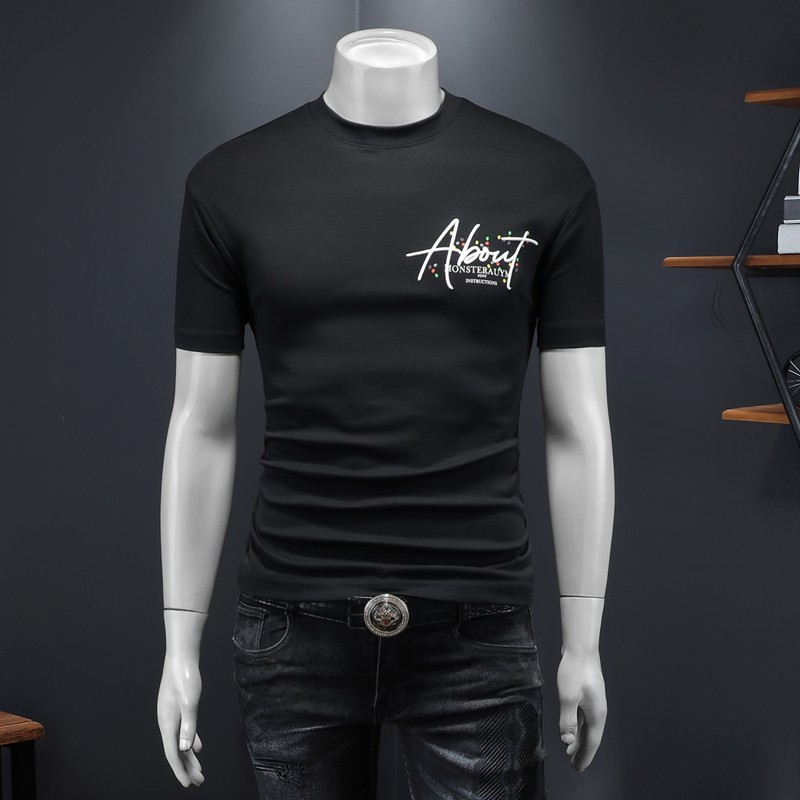 2025年新款微阔短袖T恤钱塘3019TX1163P65假模黑色，男装T恤，钱塘6016-1(原3019)