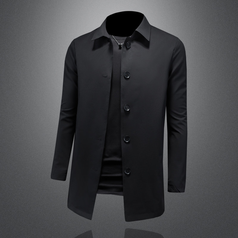 2026年新款细格中长款纯色夹克钱塘3019-JK9213P155镂空黑色,男装夹克,钱塘6016-1(原3019)