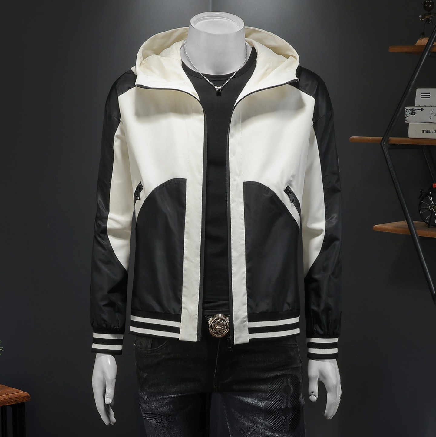 2026年新款连帽休闲夹克钱塘3019-JK9295P155假模，男装夹克，钱塘6016-1(原3019)