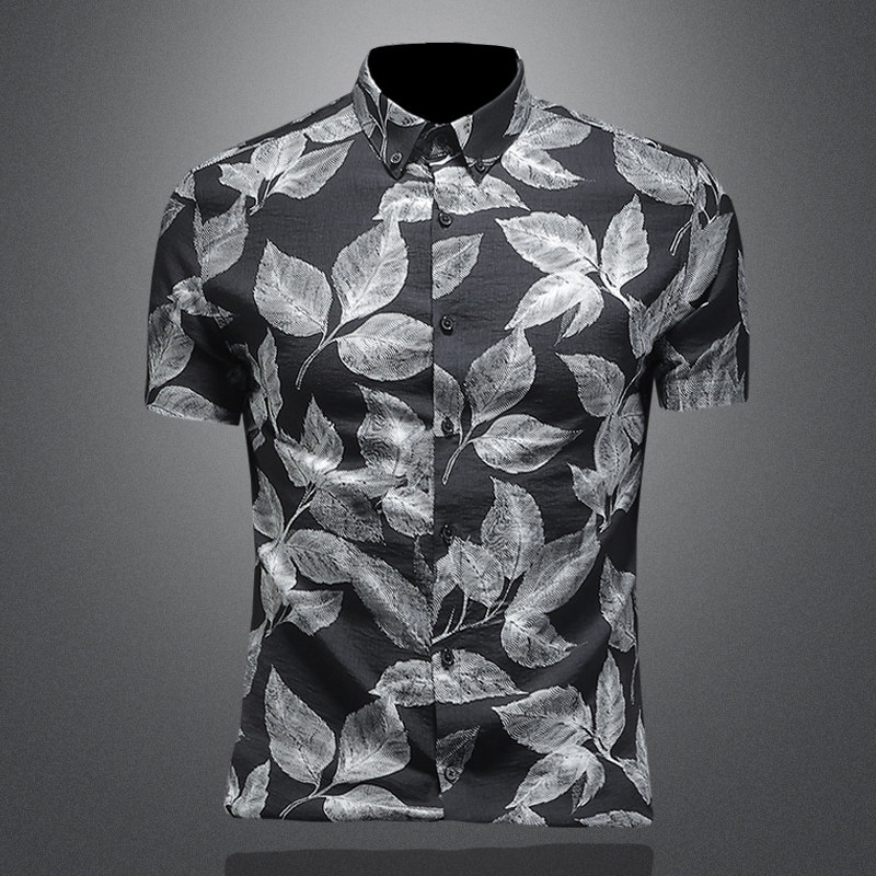 2025年新款短袖衬衫青春大码修身衬衣钱塘30199723P80,男装T恤,钱塘6016-1(原3019)