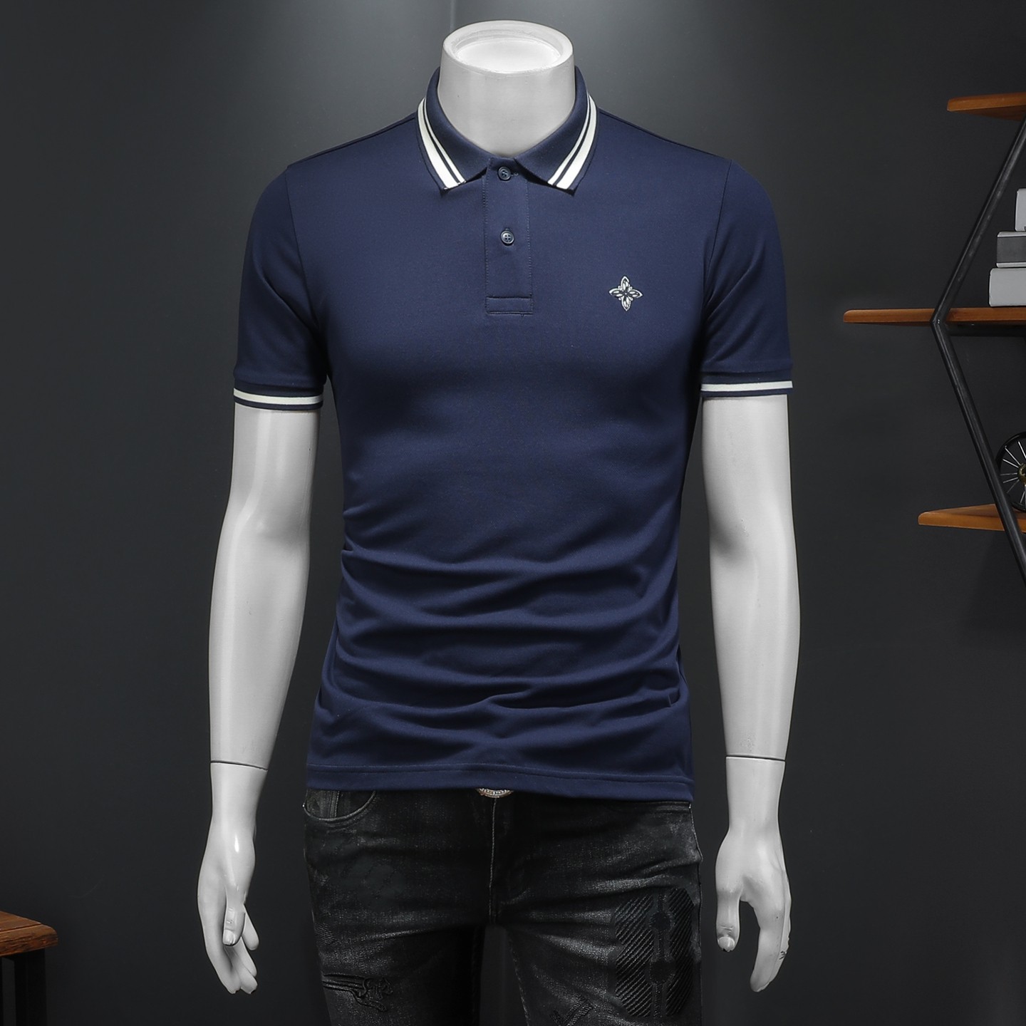 2026年新款短袖POLO衫钱塘3019PL3089P68假模商标已注册，男装T恤，钱塘6016-1(原3019)