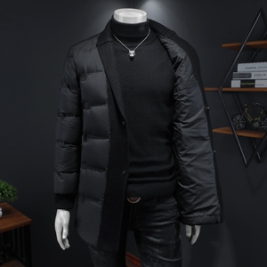 Y9583 P360 2026冬季90%白鸭绒暗纹针织领中长款羽绒服假模 控405图片
